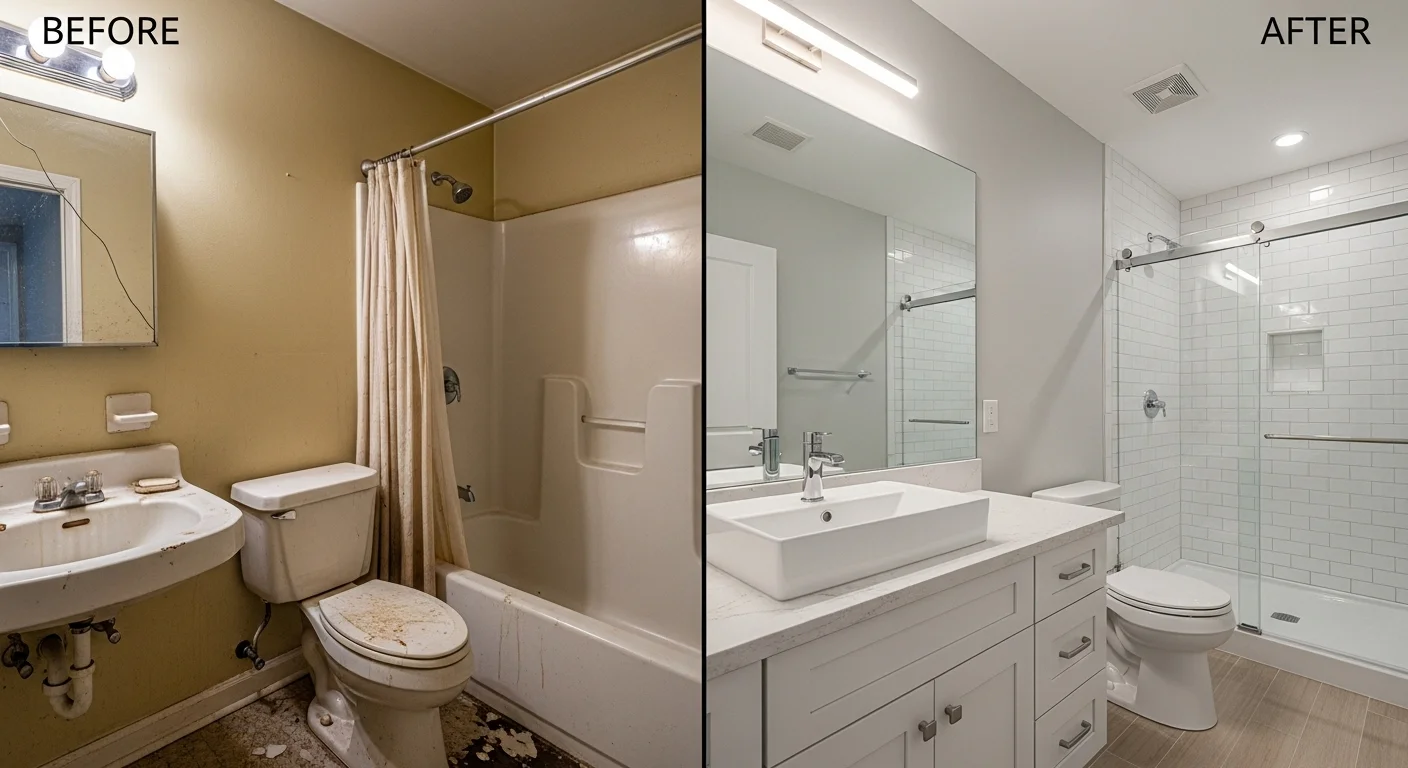 Professional Bathroom Remodeling by Ocean Pier Plumbing in Oceanside CA - Before and After Bathroom Transformation