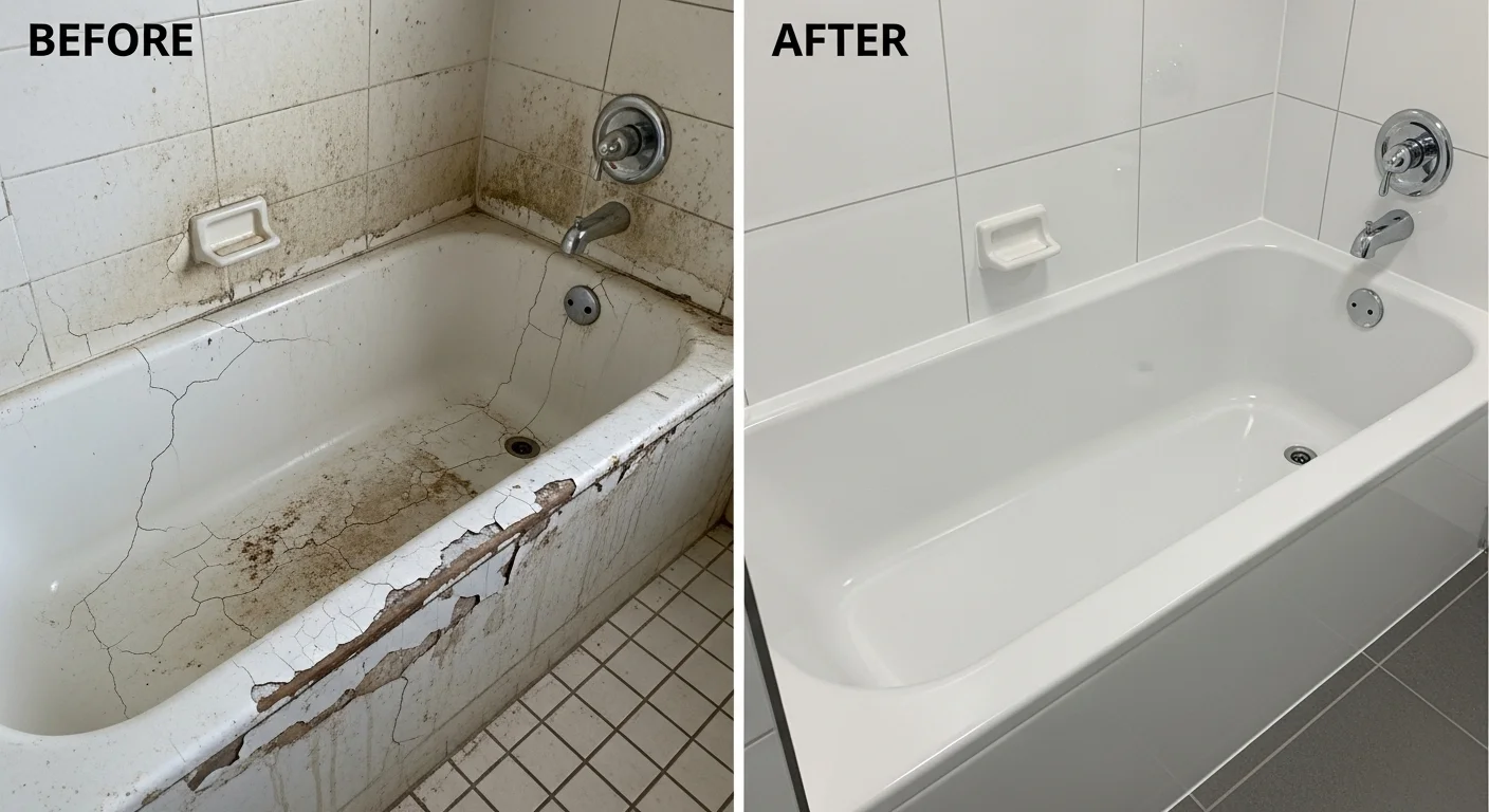 Professional Bathtub Replacement by Ocean Pier Plumbing in Oceanside CA - Before and After Bathtub Transformation