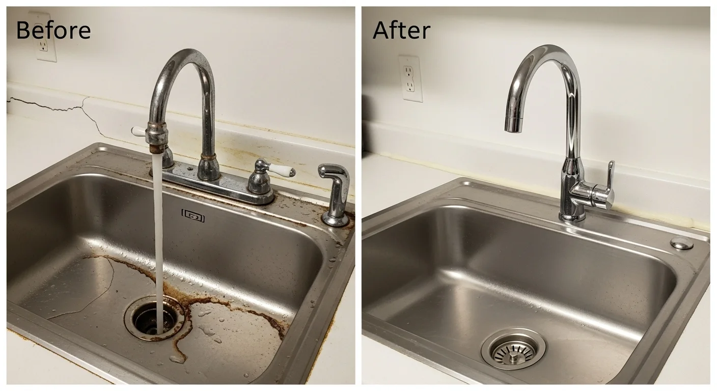 Professional Faucet and Sink Installation by Ocean Pier Plumbing in Oceanside CA - Before and After Transformation