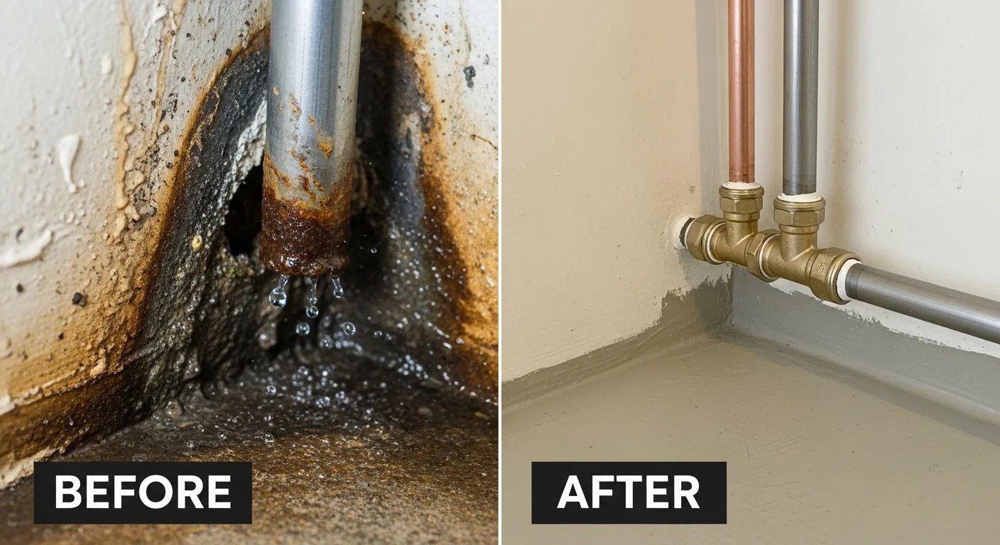 Professional Pipe Repair and Replacement by Ocean Pier Plumbing in Oceanside CA - Before and After Pipe Repiping