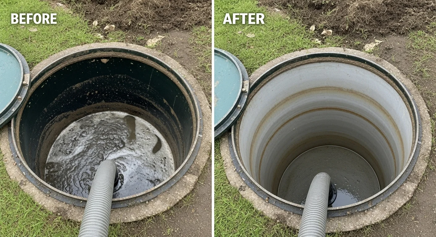 Professional Septic Tank Pumping Service by Ocean Pier Plumbing in Oceanside CA - Before and After Results