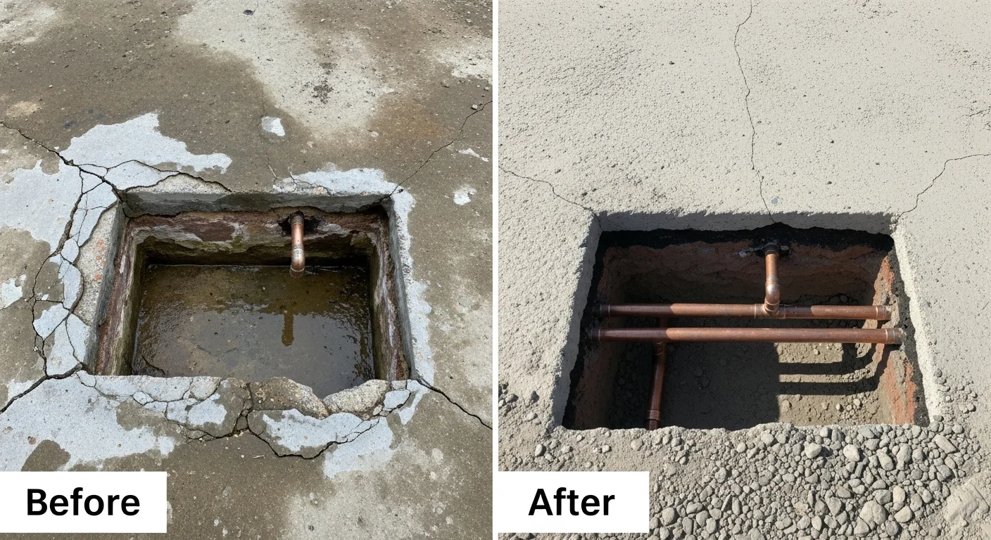 Professional Slab Leak Detection and Repair by Ocean Pier Plumbing in Oceanside CA - Before and After