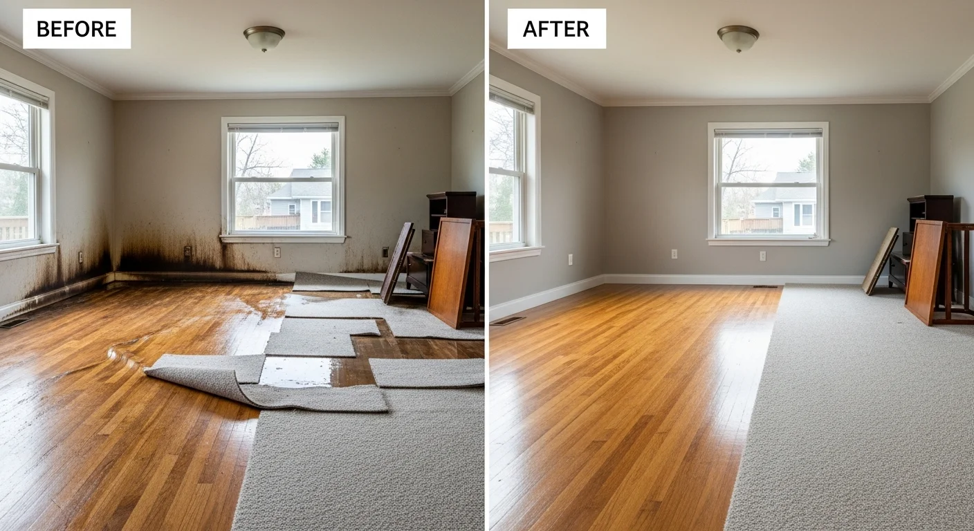 Professional Water Damage Restoration by Ocean Pier Plumbing in Oceanside CA - Before and After Home Restoration