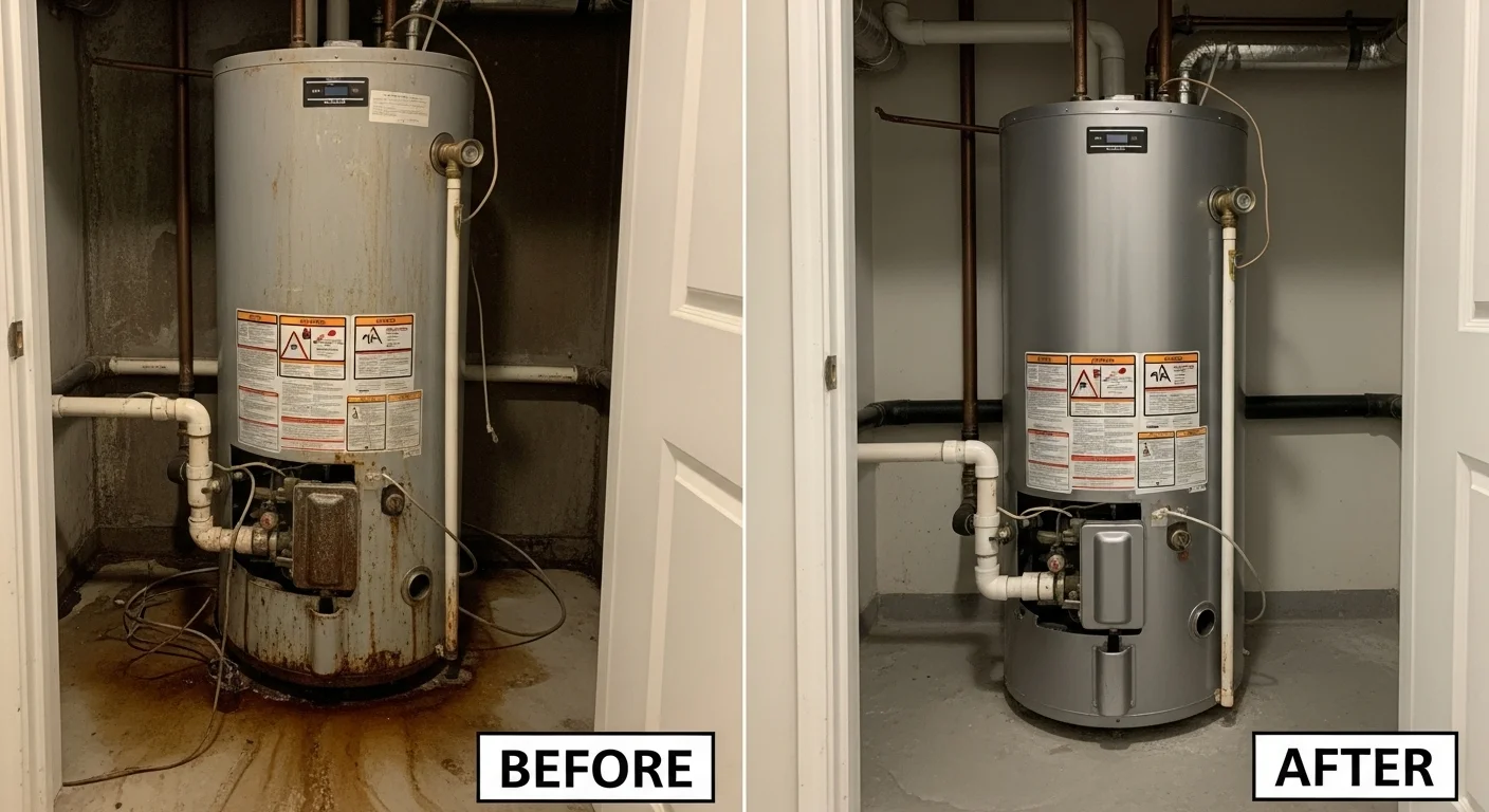 Professional Water Heater Installation by Ocean Pier Plumbing in Oceanside CA - Before and After